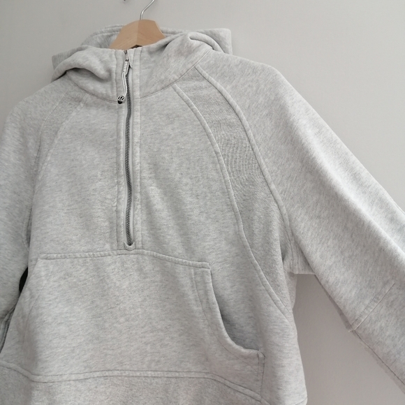 Lululemon Scuba Oversized 1/2 Zip Hoodie Heathered Core Ultra Light Gray M/L - Picture 6 of 16